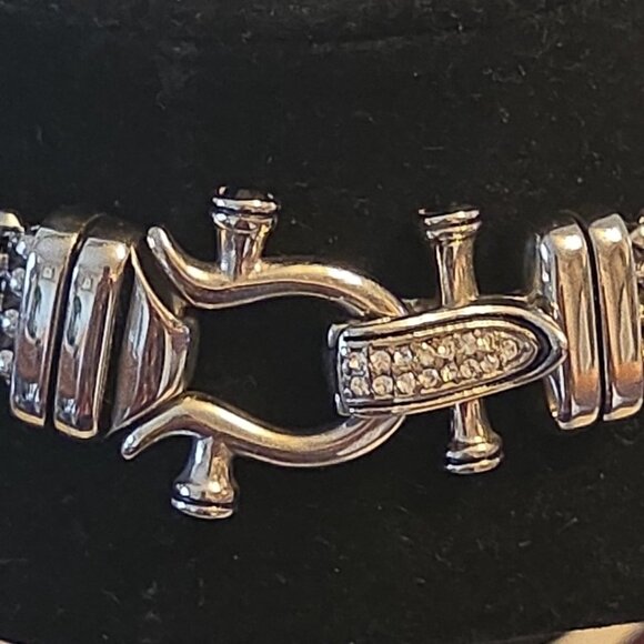 DSMK Stainless Steel Silver tone Thick Mesh Necklace Magnetic Closure Brutalist - Picture 6 of 9